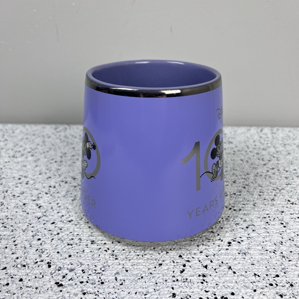 Disney Coffee Mug 100 Years of Wonder Lavender Purple Chrome Mickey‎ Minnie - Picture 4 of 6